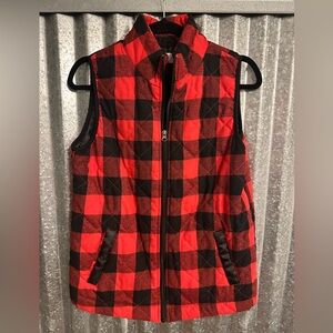Pink Lily Let's Go Falling In Love Red Plaid Vest - Medium